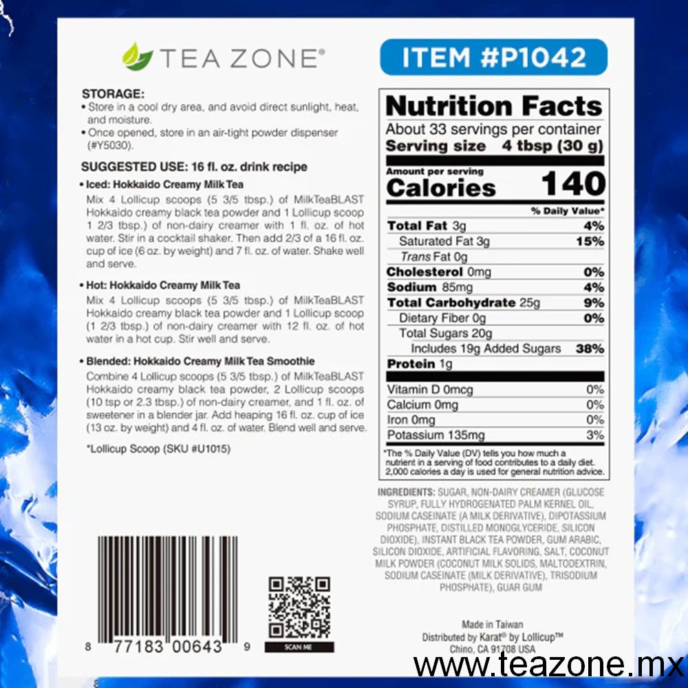 Milk Tea Blast Hokkaido - Té Negro Cremoso - Polvo para Frappé Tea Zone